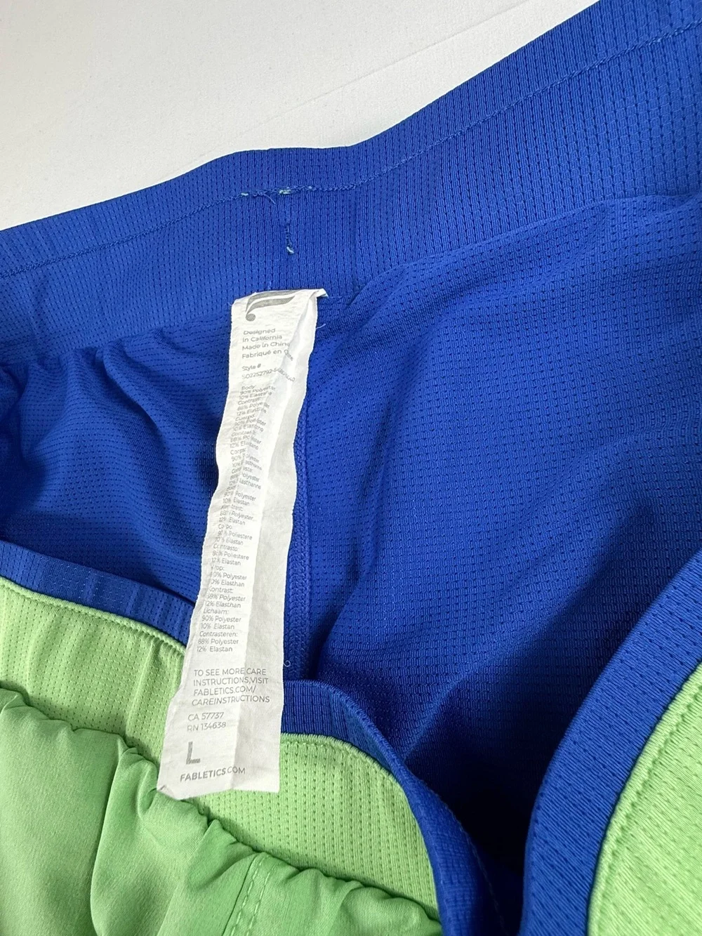 Fabletics Bright Blue Shorts with Lime Drawstring